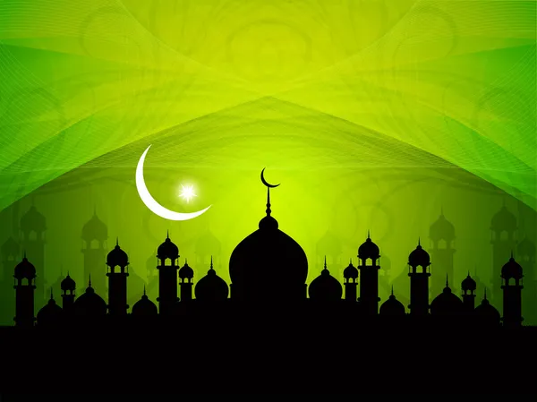 Artistic religious Eid background with mosque. — Stock Vector