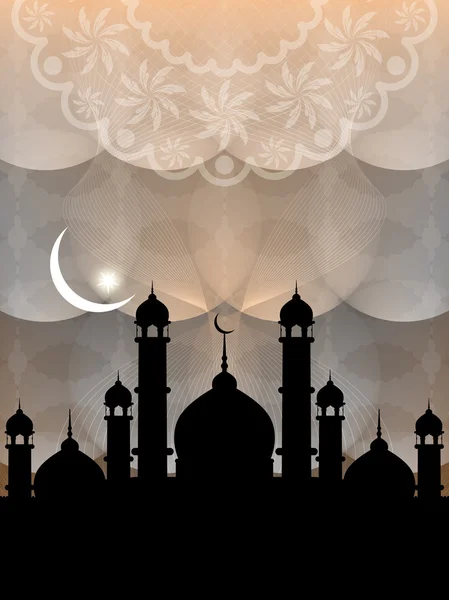 Fondo artístico religioso eid con mezquita . — Vector de stock