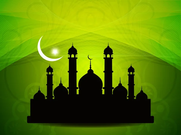 Fondo artístico religioso eid con mezquita . — Vector de stock