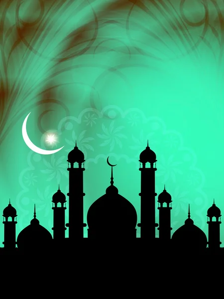 Religious eid background design with mosque. — Stock Vector