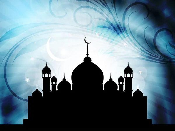 Religious eid background design with mosque. — Stock Vector