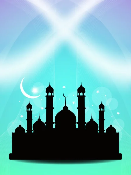 Religious eid background design with mosque. — Stock Vector