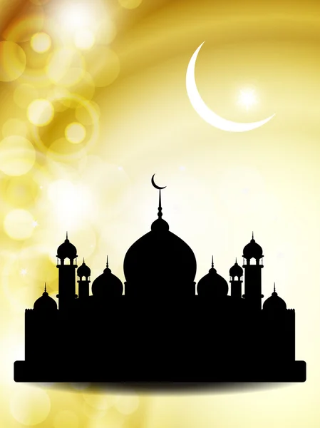 Religious eid background design with mosque. — Stock Vector