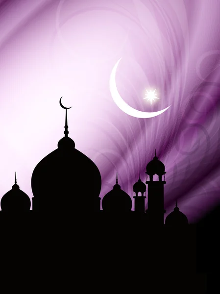 Religious eid background design with mosque. — Stock Vector