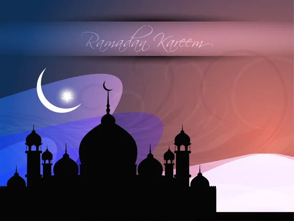 Religious eid background design with mosque. — Stock Vector