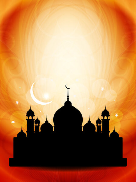 Religious eid background design with mosque.