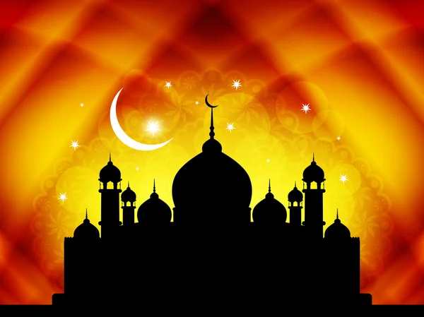 Religious eid background design with mosque. — Stock Vector