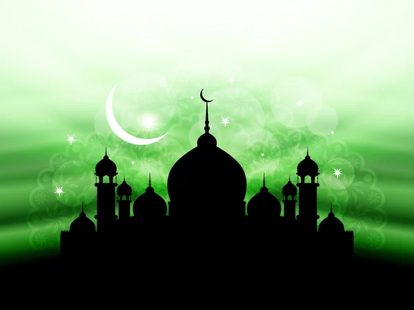 Religious eid background design with mosque. — Stock Vector