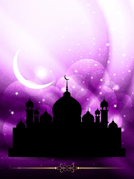 Religious eid background design with mosque. — Stock Vector