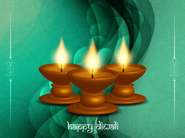 Religious background design for diwali festival with beautiful lamps. — Stock Vector