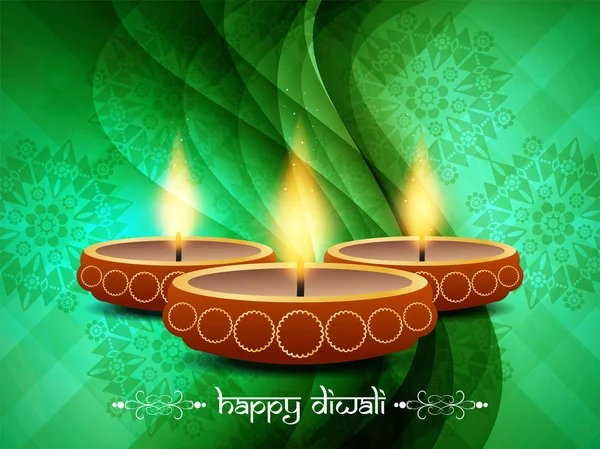 Disegno di sfondo religioso per festival diwali con belle lampade. — Vettoriale Stock