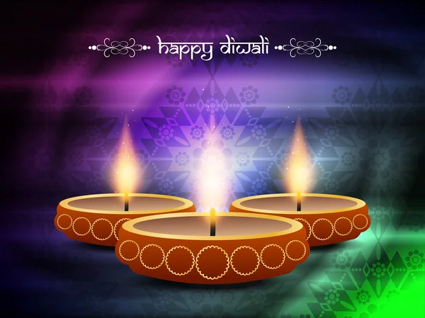 Religious background design for diwali festival with beautiful lamps. — Stock Vector