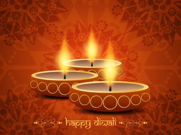 Religious background design for diwali festival with beautiful lamps. — Stock Vector