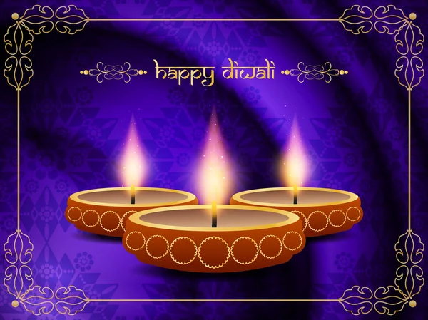 Religious background design for diwali festival with beautiful lamps. — Stock Vector