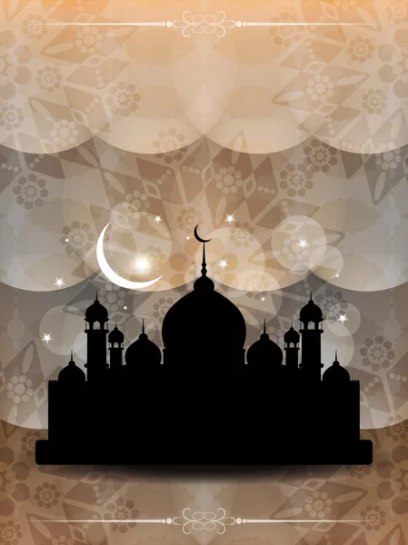 Religioso eid fundo design com mesquita . — Vetor de Stock