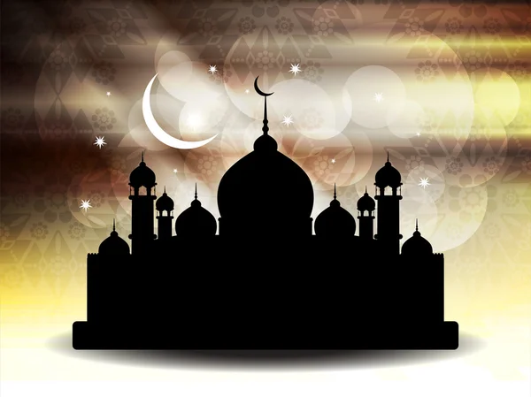 Religious eid background design with mosque. — Stock Vector