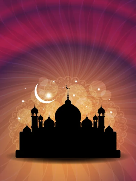 Religious eid background design with mosque. — Stock Vector