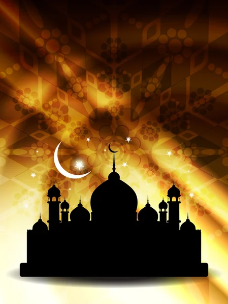 Religious eid background design with mosque. — Stock Vector