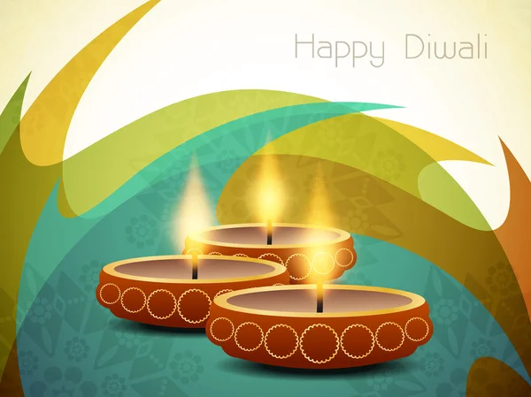 Religiöses Hintergrunddesign für Diwali-Fest mit schönen Lampen. — Stockvektor