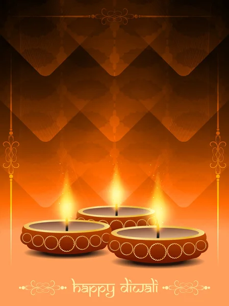 Religious background design for diwali festival with beautiful lamps. — Stock Vector
