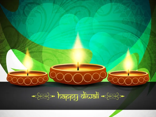 Diseño artístico religioso de fondo para el festival diwali con hermosas lámparas . — Vector de stock