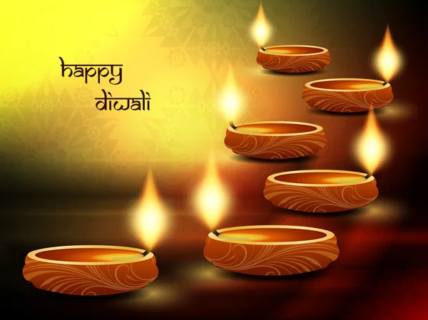 Konstnärliga religiös bakgrundsdesign för diwali festival med vackra lampor. — Stock vektor