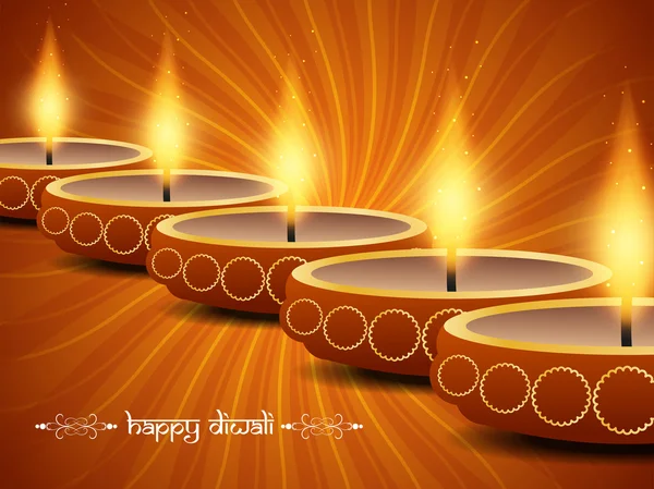Fond religieux artistique pour le festival diwali avec de belles lampes . — Image vectorielle
