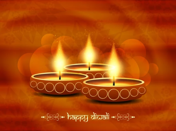 Artistic religious background design for diwali festival with beautiful lamps. — Stock Vector