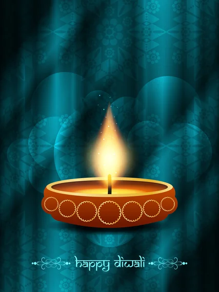 Artistic religious background design for diwali festival with beautiful lamps. — Stock Vector