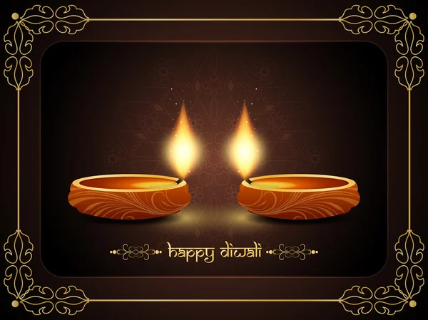 Artistic religious background design for diwali festival with beautiful lamps. — Stock Vector