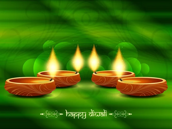 Artistic religious background design for diwali festival with beautiful lamps. — Stock Vector