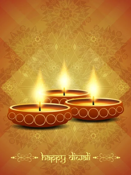 Művészi, vallási háttér design diwali fesztivál gyönyörű lámpák. — Stock Vector