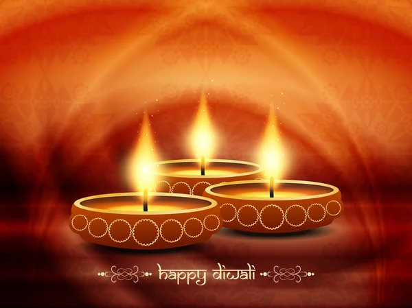 Artistic religious background design for diwali festival with beautiful lamps. — Stock Vector