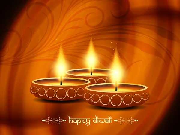 Artistic religious background design for diwali festival with beautiful lamps. — Stock Vector