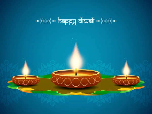 Religious elegant background for diwali with beautiful lamps. — Stock Vector