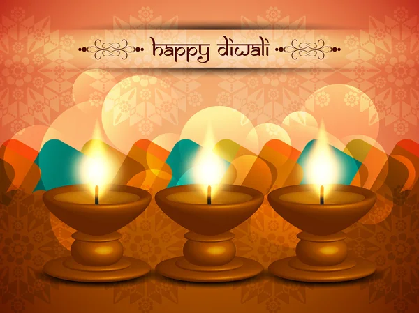 Religious elegant background for diwali with beautiful lamps. — Stock Vector