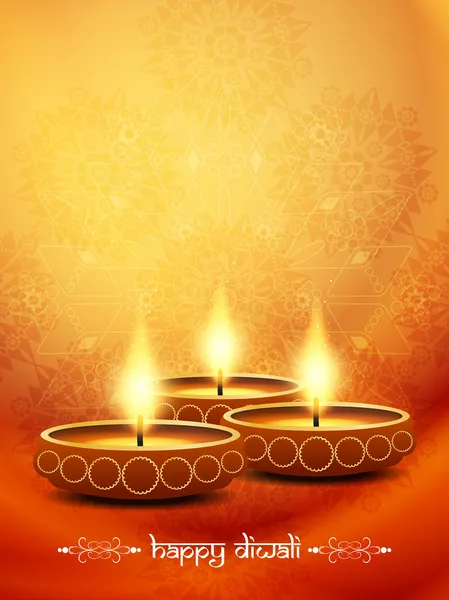 Religious elegant background for diwali with beautiful lamps. — Stock Vector