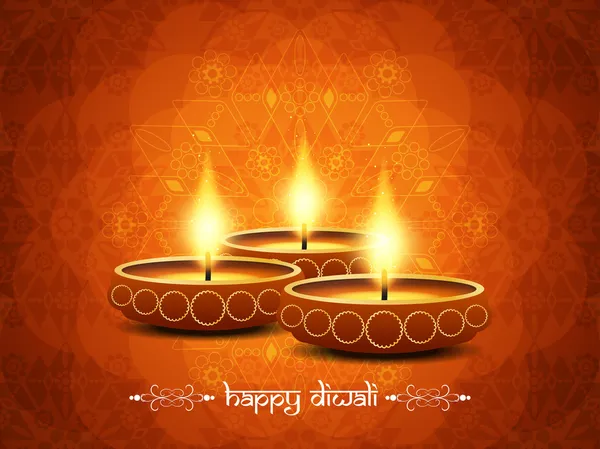 Religious elegant background for diwali with beautiful lamps. — Stock Vector