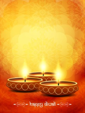 Religious elegant background for diwali with beautiful lamps. clipart