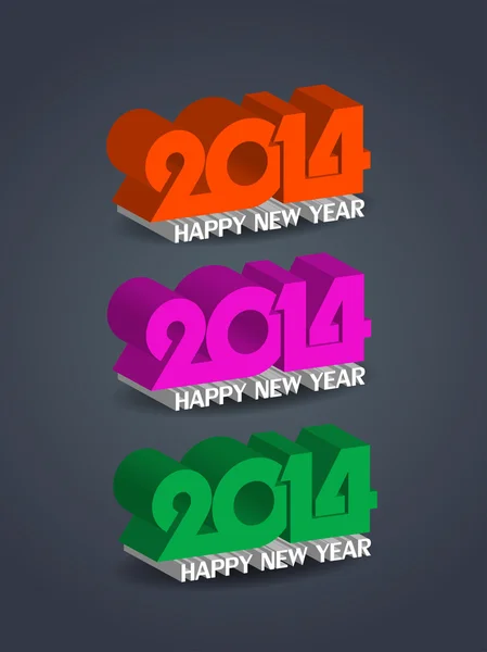 Conjunto de creativos feliz año nuevo 2014 elementos de diseño en tres colores . — Archivo Imágenes Vectoriales