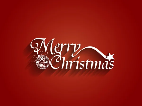 Hermoso diseño de texto de Feliz Navidad sobre fondo de color rojo. — Vector de stock