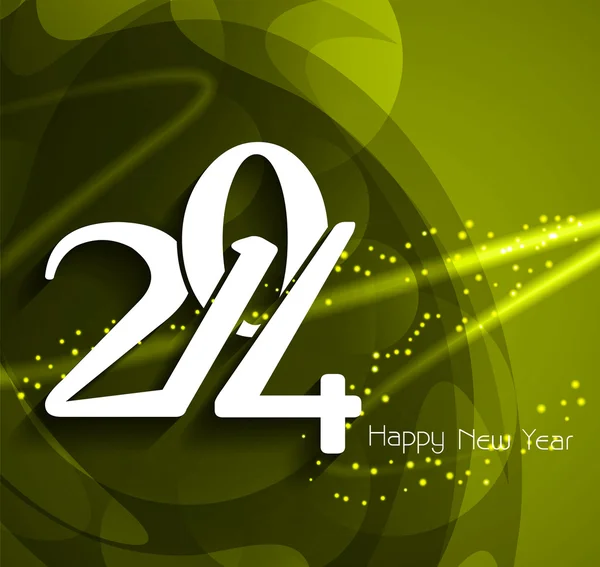Gloeiende ontwerp van de achtergrond van de groene kleur voor nieuwe jaar 2014. — Stockvector