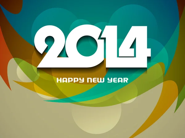 Glowing green color background design for new year 2014. — Stock Vector
