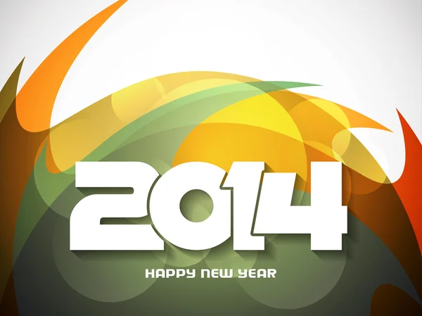 Glowing green color background design for new year 2014. — Stock Vector