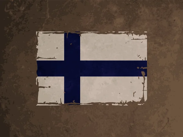 Ontwerp van de mooie vlag van finland op bruine kleur grunge textuur achtergrond. — Stockvector