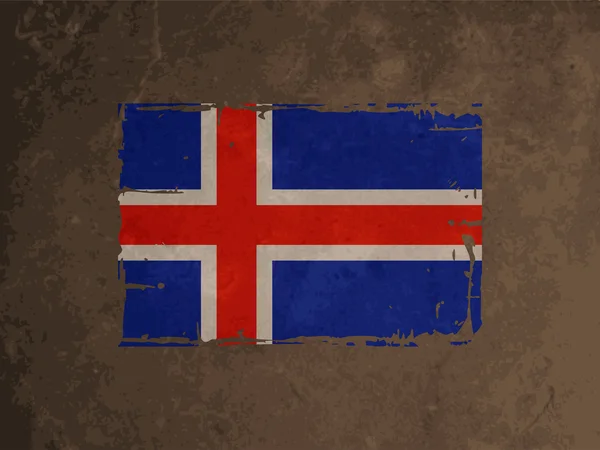 棕褐色 grunge 纹理背景的冰岛的美丽旗帜设计. — 图库矢量图片