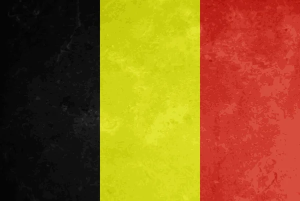 Beau drapeau grunge texturé design de la Belgique . — Image vectorielle