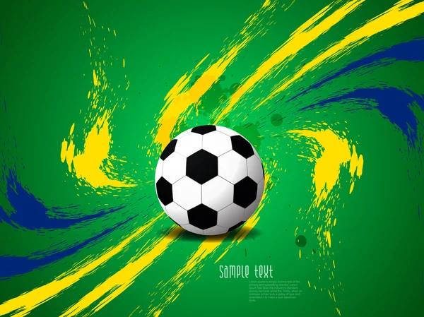 Creative elegant football background with Brazil colors grunge splash. — Stock Vector