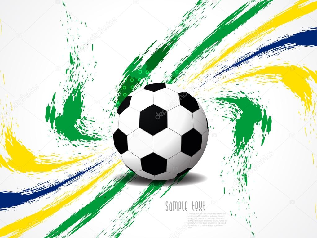 Creative elegant football background with Brazil colors grunge splash.