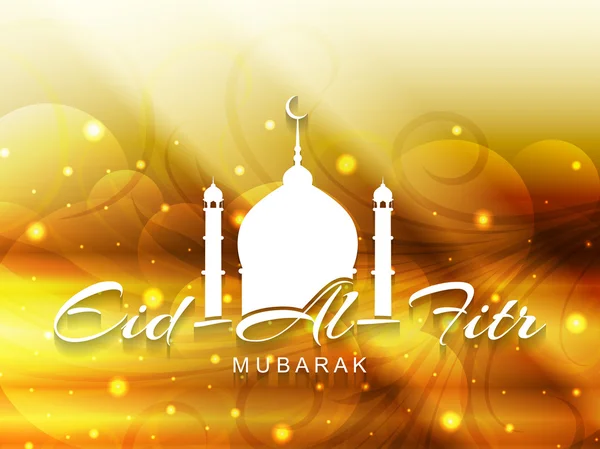 Elegant bakgrund med vacker text design av eid al fitr mubarak. — Stock vektor